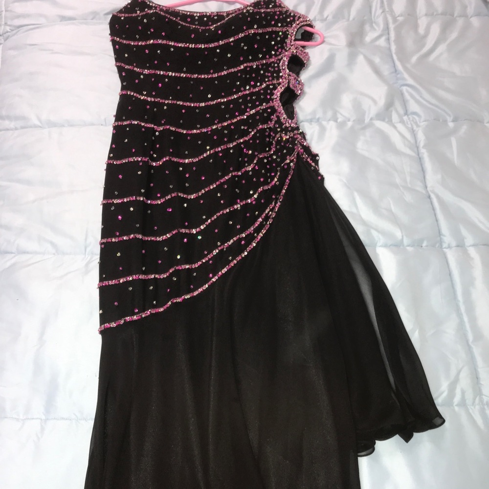 Black with Pink Beading Aviena Gown